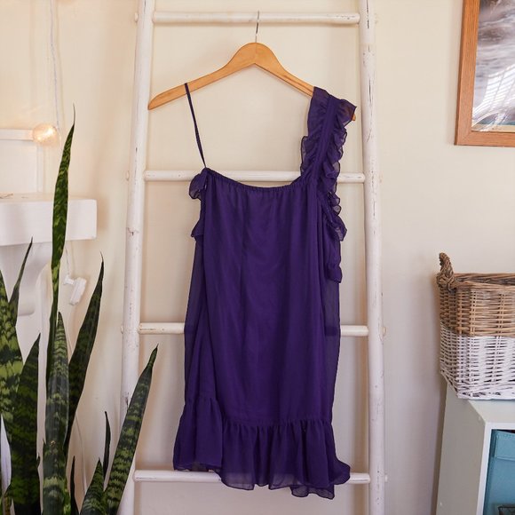 NWT Ya Los Angeles Purple One Shoulder Dress - Picture 2 of 3